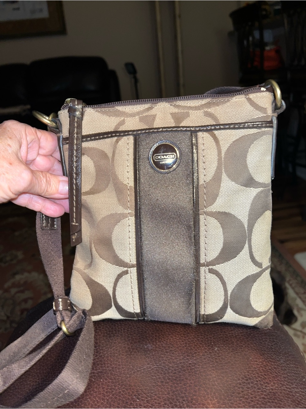 Y2K Authentic Coach Signature Stripe Swingpack Crossbody